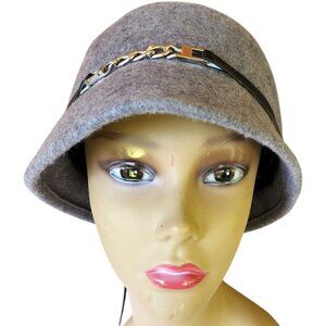 Calvin Klein Gray 100% Wool Cloche Bucket Hat OS